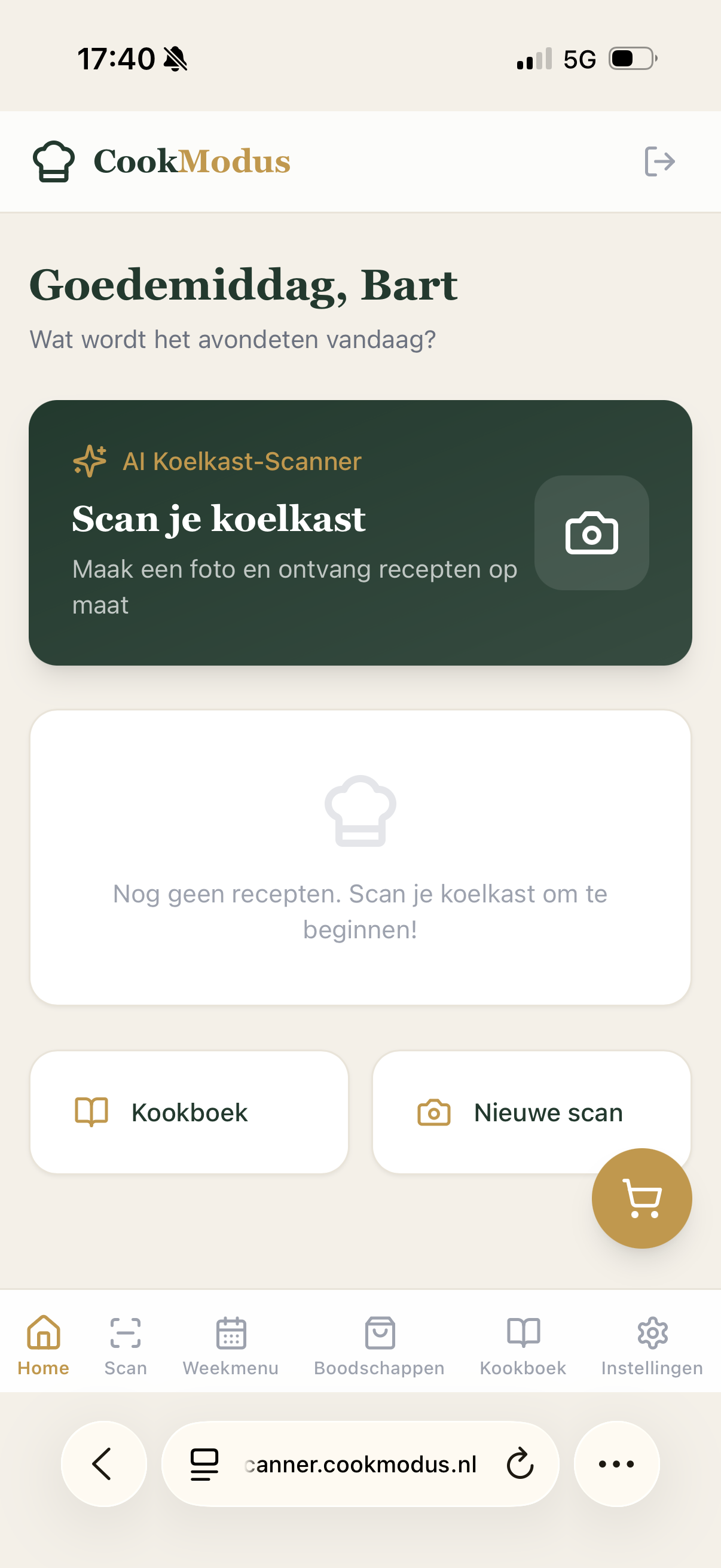 Verse ingrediënten klaar om gescand te worden